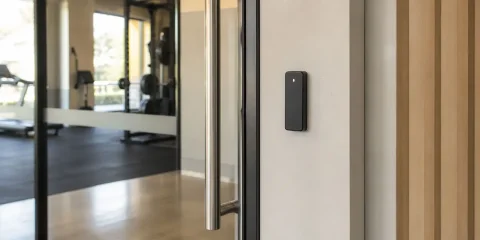 Wall-mounted access control reader at the entry of a 24/7 gym in South East Queensland