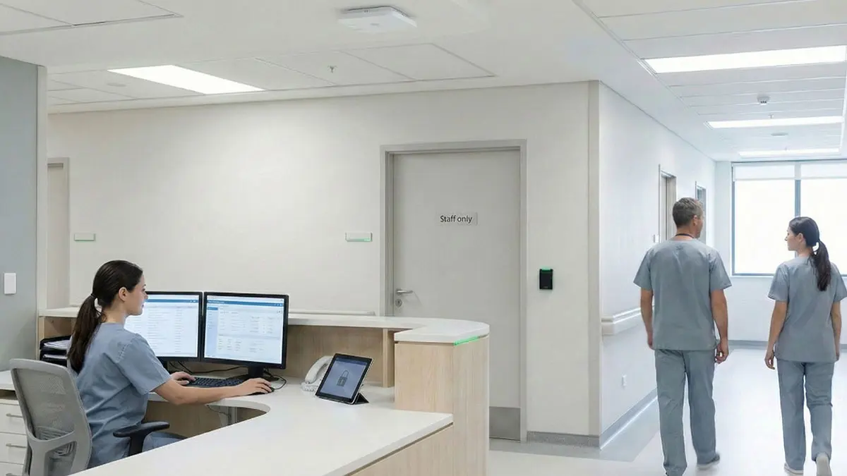 Modern healthcare facility with secure technology solutions