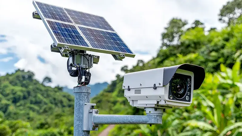 Solar 4G camera pole on construction site
