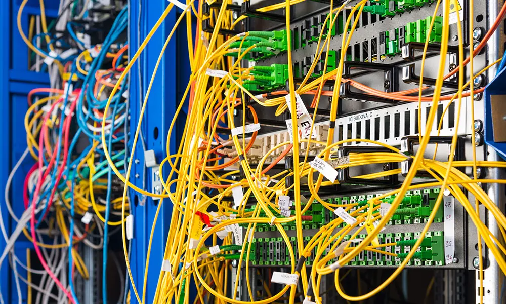 Network server room before structured cabling implementation