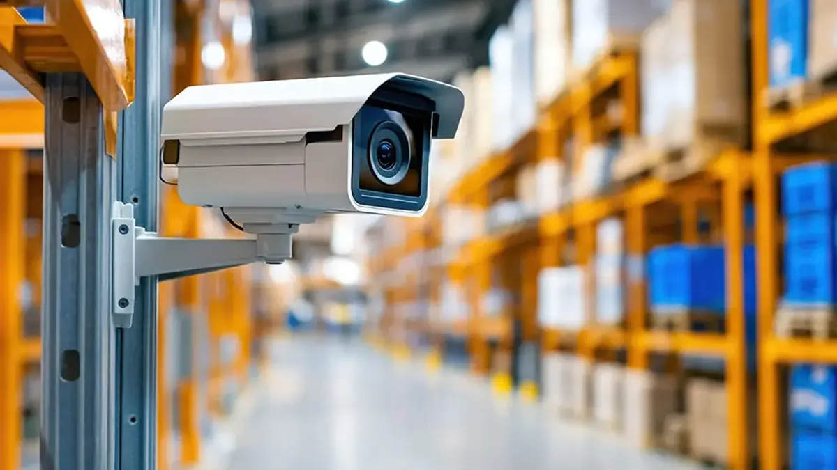 Commercial CCTV system monitoring a warehouse