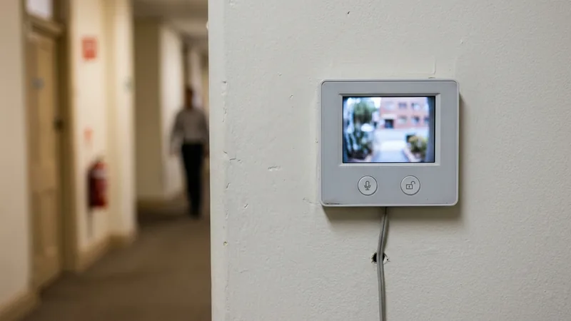 Indoor video intercom monitor retrofitted on existing 2-wire cabling in a Brisbane building
