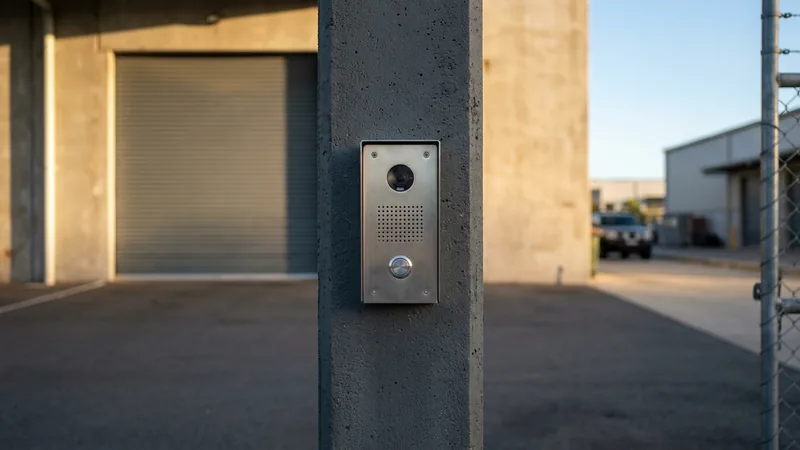 Wireless 4G gate intercom call point at a Brisbane industrial estate