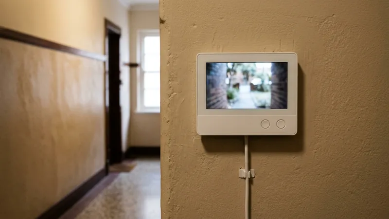 Indoor video intercom monitor retrofitted on existing 2-wire cabling in an inner-Sydney heritage building