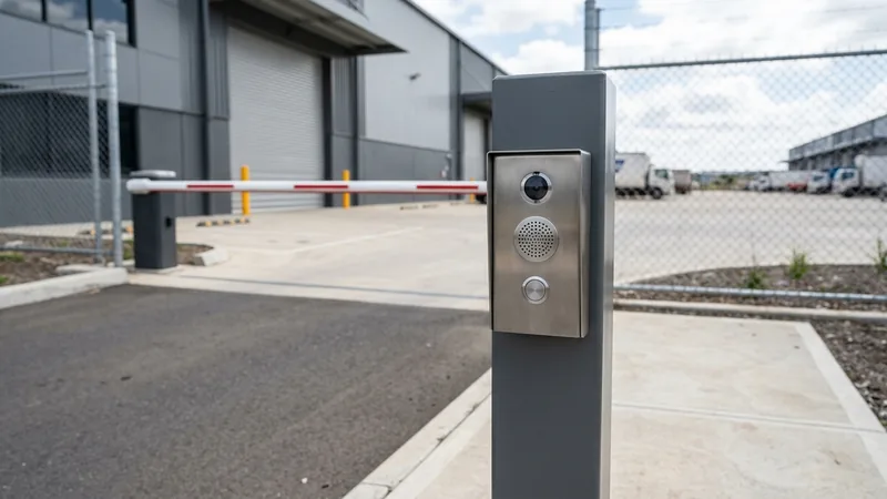 Wireless 4G gate intercom call point at a Western Sydney logistics estate