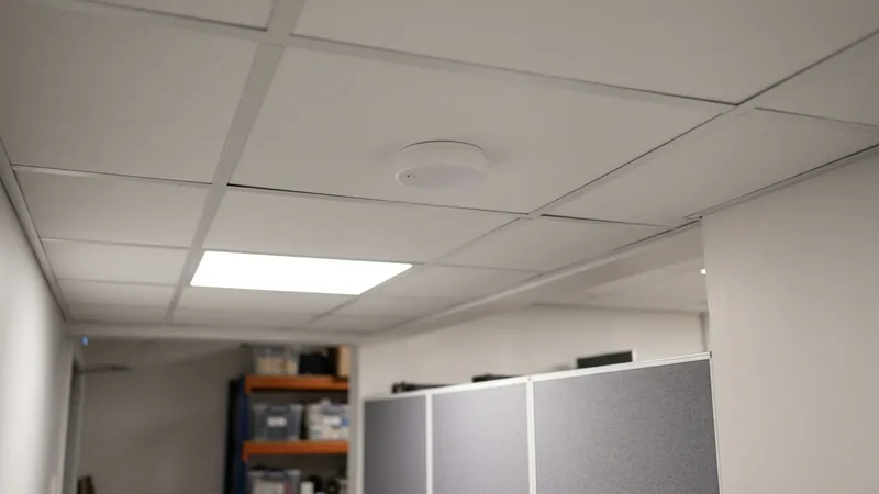 Commercial smoke and heat detector on the ceiling of a Gold Coast venue