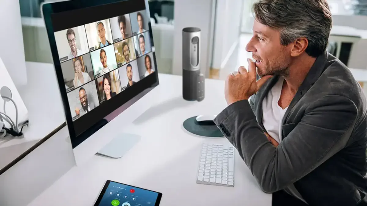 Professional videoconferencing setup and meeting room